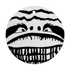 Creepy Monster Black And White Close Up Drawing Round Ornament (two Sides) by dflcprintsclothing