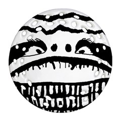 Creepy Monster Black And White Close Up Drawing Round Filigree Ornament (two Sides)