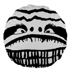 Creepy Monster Black And White Close Up Drawing Large 18  Premium Round Cushions by dflcprintsclothing