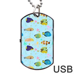 Underwater World Dog Tag Usb Flash (two Sides) by SychEva