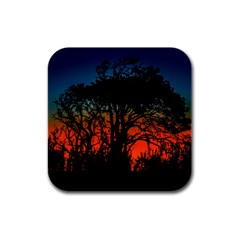 Sunset Colorful Nature Scene Rubber Square Coaster (4 Pack)  by dflcprintsclothing