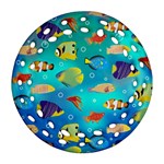 Cheerful And Bright Fish Swim In The Water Round Filigree Ornament (Two Sides) Back