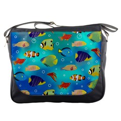 Cheerful And Bright Fish Swim In The Water Messenger Bag by SychEva