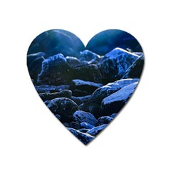 Big Rocks Illuminated By Sunlight Print Heart Magnet by dflcprintsclothing