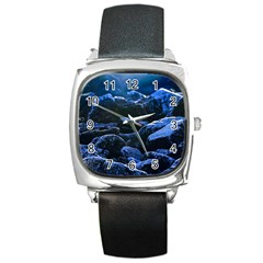 Big Rocks Illuminated By Sunlight Print Square Metal Watch by dflcprintsclothing