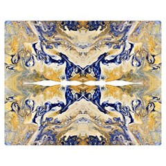 Gold On Blue Symmetry Double Sided Flano Blanket (medium)  by kaleidomarblingart