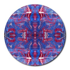 Red Blue Repeats Round Mousepads by kaleidomarblingart