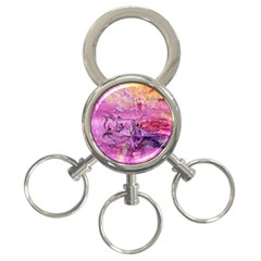 Magenta On Ochre Abstract  3-ring Key Chain by kaleidomarblingart