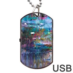 Abstract Turquoise Dog Tag Usb Flash (two Sides) by kaleidomarblingart