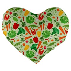 Vegetables Love Large 19  Premium Heart Shape Cushions by designsbymallika