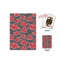 Red Black Waves Playing Cards Single Design (mini) by designsbymallika