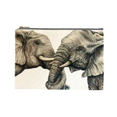 Two Elephants  Cosmetic Bag (large) by ArtByThree