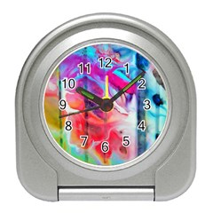 Fluorescent Travel Alarm Clock by kaleidomarblingart