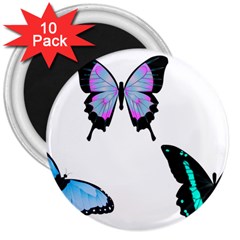 3 Butterflies 3  Magnets (10 Pack) 