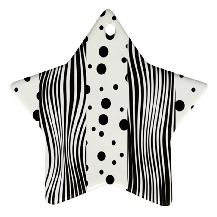 Stripes Black White Pattern Ornament (Star)