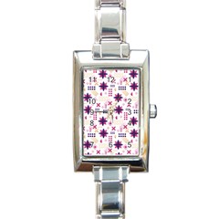 Minimal Floral Pattern Rectangle Italian Charm Watch by designsbymallika