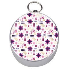 Minimal Floral Pattern Silver Compasses by designsbymallika