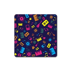 Seamless Musical Pattern Square Magnet by designsbymallika