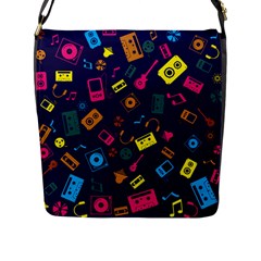 Seamless Musical Pattern Flap Closure Messenger Bag (l) by designsbymallika