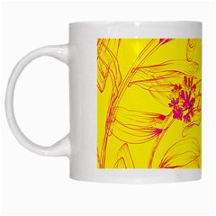 Floral Abstract Pattern White Mugs