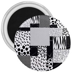 Black And White Pattern 3  Magnets by designsbymallika