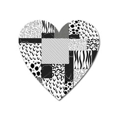 Black And White Pattern Heart Magnet by designsbymallika