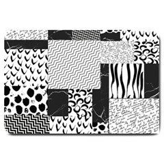 Black And White Pattern Large Doormat  by designsbymallika