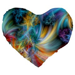 Colorful Thoughts Large 19  Premium Flano Heart Shape Cushion by WolfepawFractals