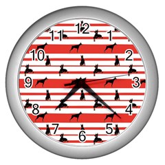 Doberman Dogs On Lines Wall Clock (silver) by SychEva