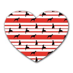 Doberman Dogs On Lines Heart Mousepads by SychEva