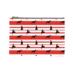 Doberman Dogs On Lines Cosmetic Bag (large) by SychEva