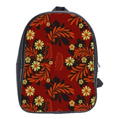 Folk Flowers Pattern School Bag (xl) by Eskimos