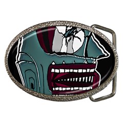 Colored Creepy Man Portrait Illustration Belt Buckles