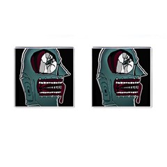 Colored Creepy Man Portrait Illustration Cufflinks (square) by dflcprintsclothing