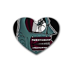 Colored Creepy Man Portrait Illustration Rubber Coaster (heart)  by dflcprintsclothing