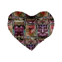 Collage Repeats Standard 16  Premium Flano Heart Shape Cushions by kaleidomarblingart