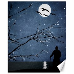 Full Moon Landscape Scene Illustration Canvas 11  x 14 