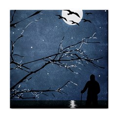 Full Moon Landscape Scene Illustration Face Towel