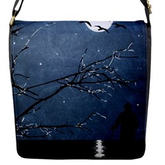 Full Moon Landscape Scene Illustration Flap Closure Messenger Bag (s) by dflcprintsclothing