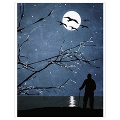 Full Moon Landscape Scene Illustration Drawstring Bag (Small)