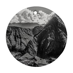 Machu Picchu Black And White Landscape Round Ornament (two Sides) by dflcprintsclothing