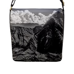 Machu Picchu Black And White Landscape Flap Closure Messenger Bag (l) by dflcprintsclothing