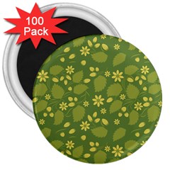 Folk Flowers Pattern Floral Surface Design  3  Magnets (100 Pack) by Eskimos