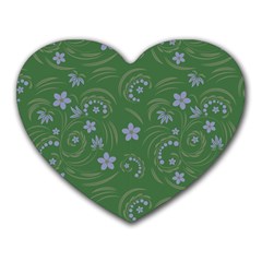 Folk Flowers Pattern Floral Surface Design Heart Mousepads by Eskimos