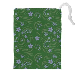 Folk Flowers Pattern Floral Surface Design Drawstring Pouch (4xl) by Eskimos