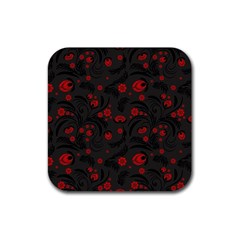 Folk Flowers Pattern Floral Surface Design Rubber Coaster (square)  by Eskimos