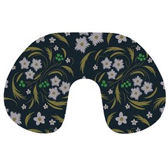 Folk Flowers Pattern Floral Surface Design Travel Neck Pillow by Eskimos