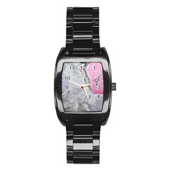 Abstract Marbling Collage Stainless Steel Barrel Watch by kaleidomarblingart