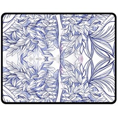 Blue Biro Ornate Fleece Blanket (medium)  by kaleidomarblingart