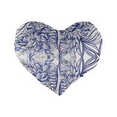 Blue Biro Ornate Standard 16  Premium Flano Heart Shape Cushions by kaleidomarblingart